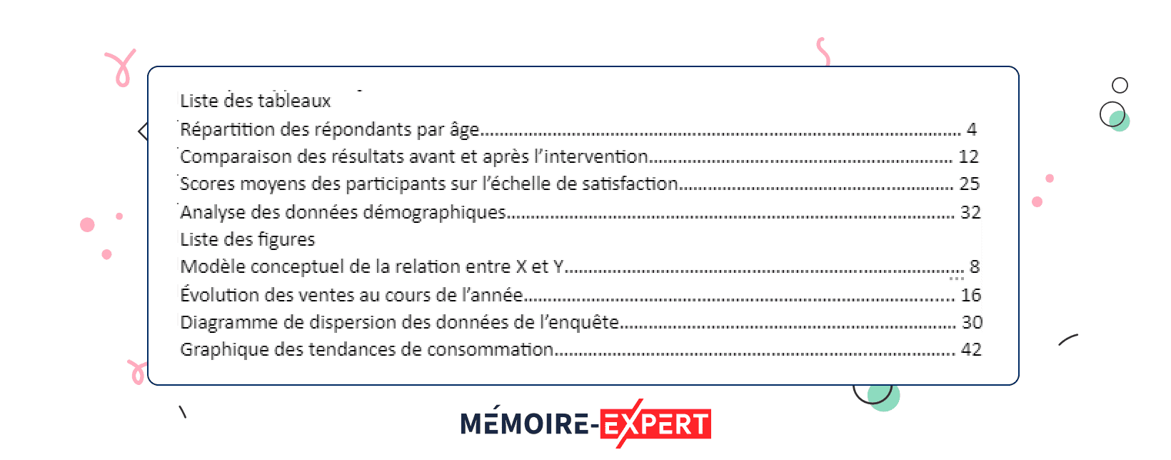 liste des tableaux et figures word