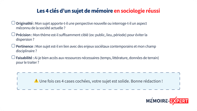 Les 4 clés d’un sujet de mémoire en sociologie réussi